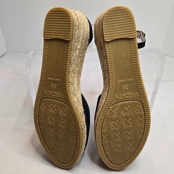 Navy Wedge Espadrilles with Ankle Strap - Picture 6 of 7